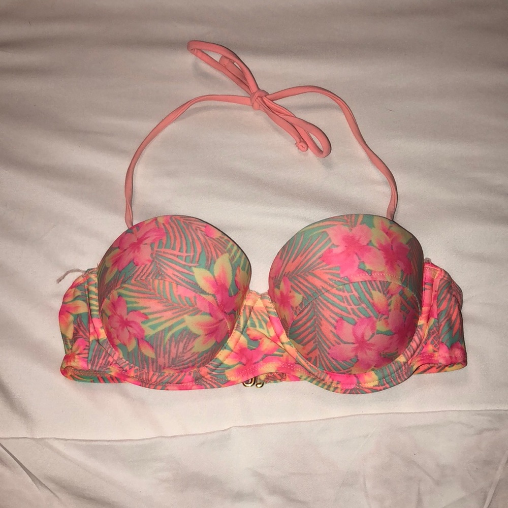 I am selling a colorful tropical bikini top.